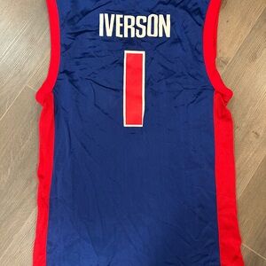 Allen Iverson Detroit Pistons Vintage Blue Basketball Jersey